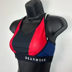 Under Armour Compression Sports Bra Women’s Sz Med USA  Red White & Blue BLACK